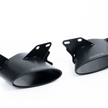 Audi RS6/RS7 C8 - Resonated (Quieter) Cat Back System (Twin 80mm) with Cerakote Black Oval Trims - Cerakote Black