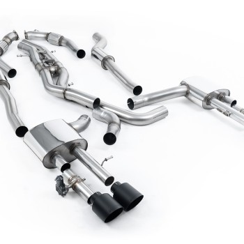 Audi S8 D5 V8 - Resonated (Quieter) OPF-Back Exhaust System with GT-115 Cerakote Black Trims - Cerakote Black