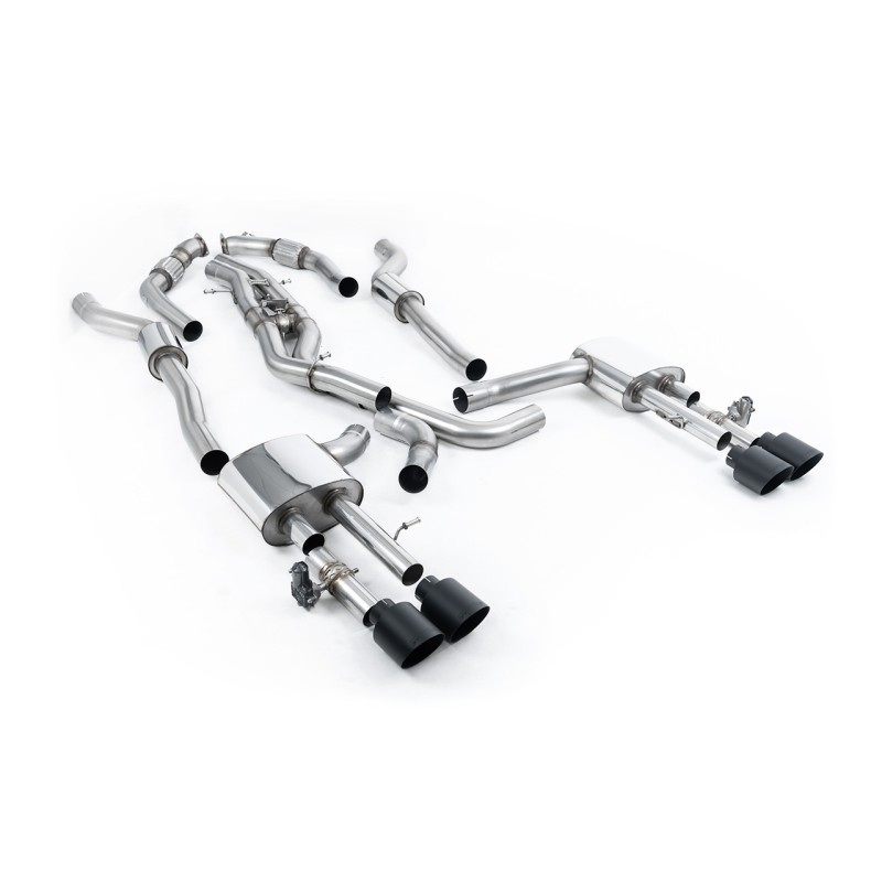 Audi S8 D5 V8 - Resonated (Quieter) OPF-Back Exhaust System with GT-115 Cerakote Black Trims - Cerakote Black