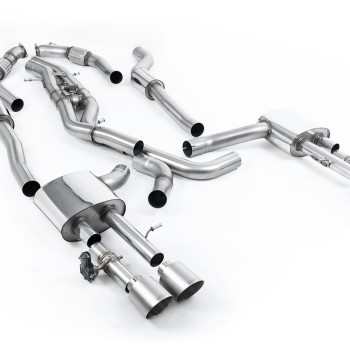 Audi S8 D5 V8 - Resonated (Quieter) OPF-Back Exhaust System with GT-115 Titanium Trims - Brushed Titanium
