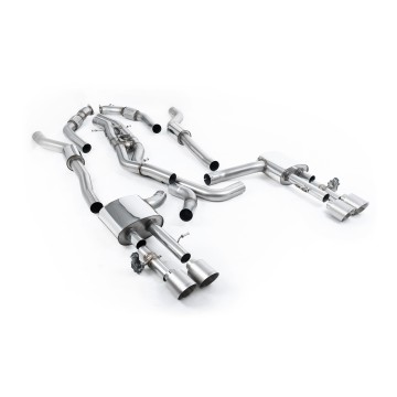 Audi S8 D5 V8 - Resonated (Quieter) OPF-Back Exhaust System with GT-115 Titanium Trims - Brushed Titanium