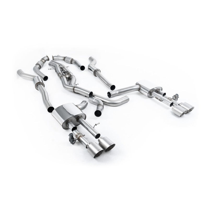 Audi S8 D5 V8 - Resonated (Quieter) OPF-Back Exhaust System with GT-115 Titanium Trims - Brushed Titanium