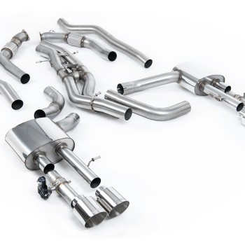 Audi S8 D5 V8 - Non-Resonated (Louder) OPF-Back Exhaust System with GT-115 Polished Trims - Polished
