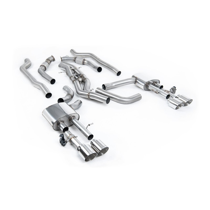 Audi S8 D5 V8 - Non-Resonated (Louder) OPF-Back Exhaust System with GT-115 Polished Trims - Polished