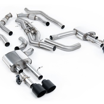 Audi S8 D5 V8 - Non-Resonated (Louder) OPF-Back Exhaust System with GT-115 Cerakote Black Trims - Cerakote Black