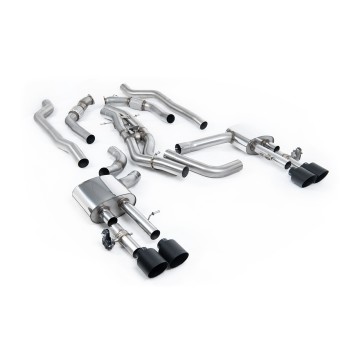 Audi S8 D5 V8 - Non-Resonated (Louder) OPF-Back Exhaust System with GT-115 Cerakote Black Trims - Cerakote Black