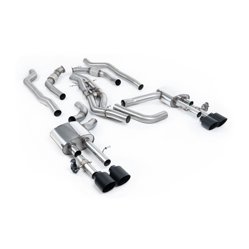 Audi S8 D5 V8 - Non-Resonated (Louder) OPF-Back Exhaust System with GT-115 Cerakote Black Trims - Cerakote Black