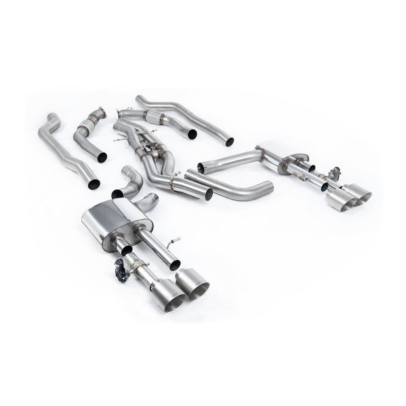 Audi S8 D5 V8 - Non-Resonated (Louder) OPF-Back Exhaust System with GT-115 Titanium Trims - Brushed Titanium