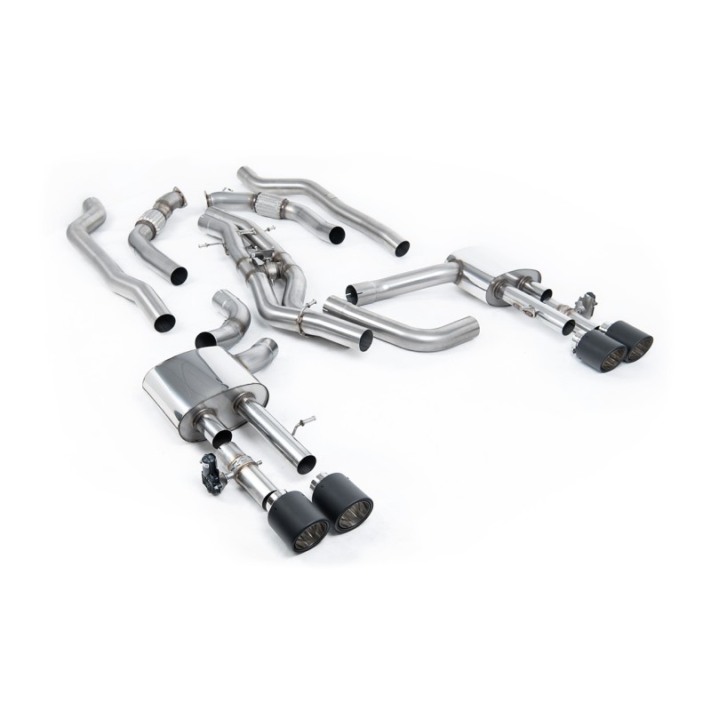 Audi S8 D5 V8 - Non-Resonated (Louder) OPF-Back Exhaust System with JET-115 Carbon Trims - Carbon Fibre