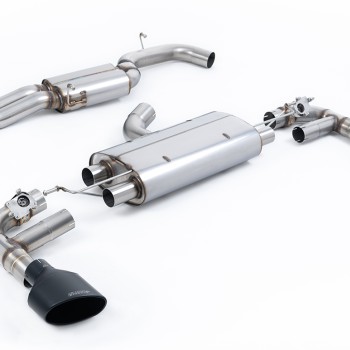 Audi TTRS MK3 Quattro - 80mm Resonated (Quieter) Cat-Back Exhaust System with Cerakote Black Trims - Cerakote Black