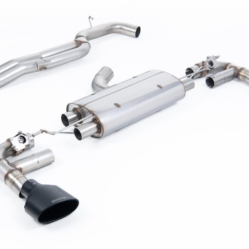 Audi TTRS MK3 Quattro - 80mm Non-Resonated (Loudest) Cat-Back Exhaust System with Cerakote Black Trims - Cerakote Black