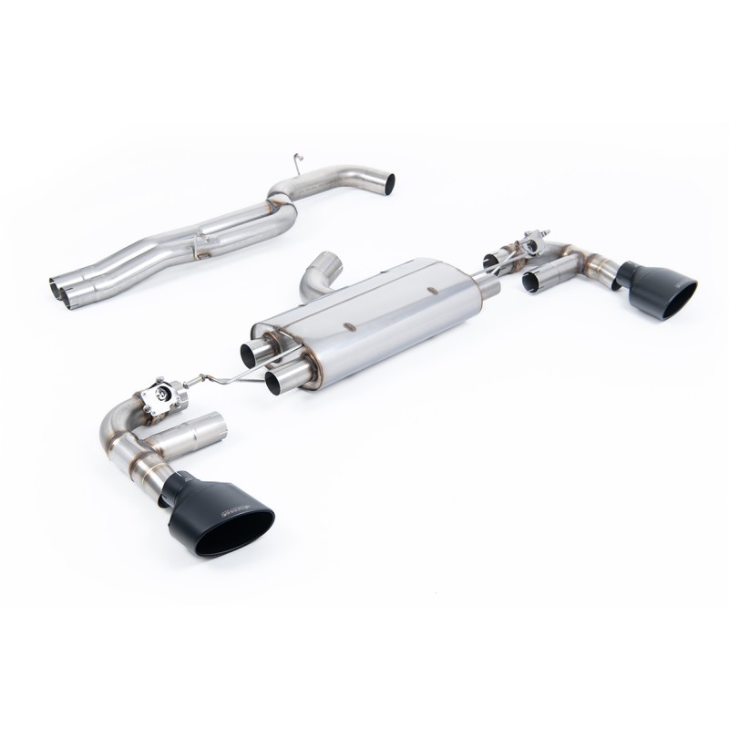 Audi TTRS MK3 Quattro - 80mm Non-Resonated (Loudest) Cat-Back Exhaust System with Cerakote Black Trims - Cerakote Black