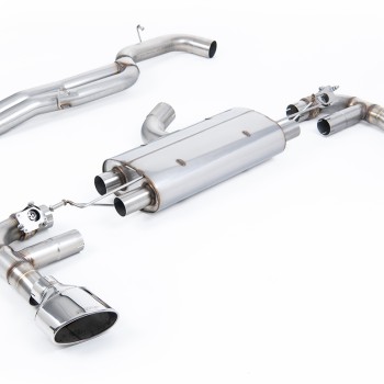 Audi TTRS MK3 Quattro - 80mm Non-Resonated Cat-Back Exhaust System with Polished Trims - Polished
