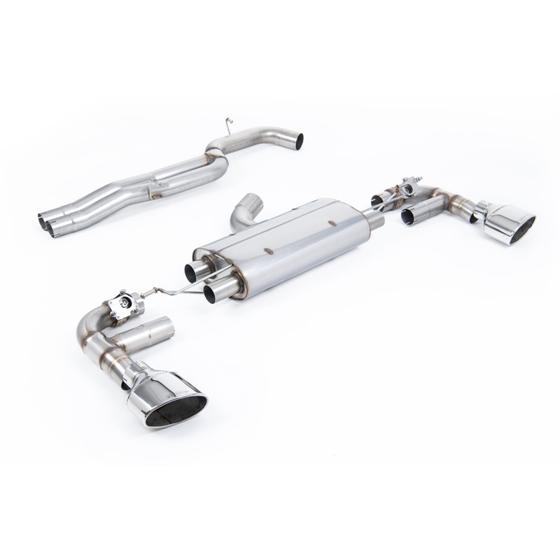 Audi TTRS MK3 Quattro - 80mm Non-Resonated Cat-Back Exhaust System with Polished Trims - Polished
