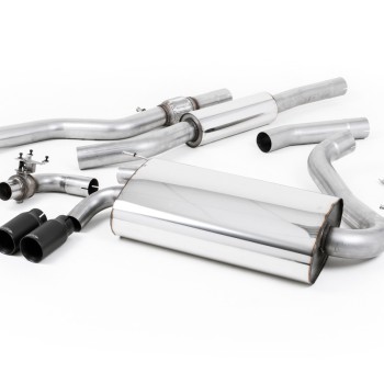Resonated (Quieter) Cat-Back Exhaust System with Cerakote Black Trims - Cerakote Black