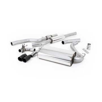 Resonated (Quieter) Cat-Back Exhaust System with Cerakote Black Trims - Cerakote Black