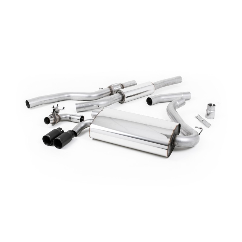 Resonated (Quieter) Cat-Back Exhaust System with Cerakote Black Trims - Cerakote Black