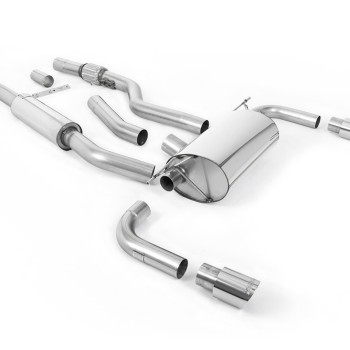 BMW 4 Series F32 428i Manual - Resonated (Quieter) Cat-Back Exhaust System with Polished Trims (For 435i M Sport Valance) - Polished