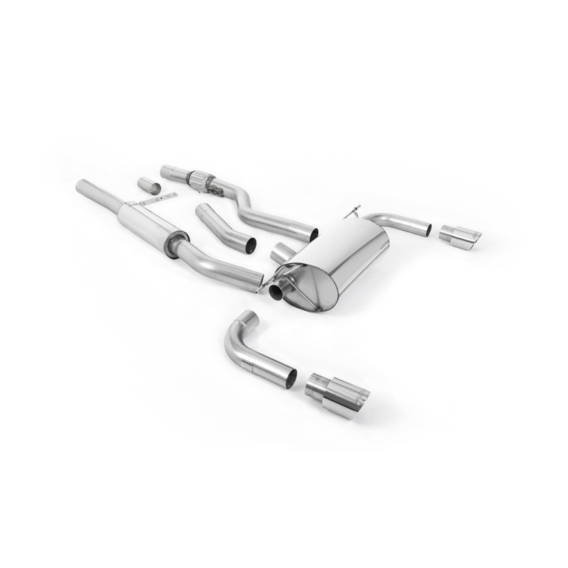 BMW 4 Series F32 428i Manual - Resonated (Quieter) Cat-Back Exhaust System with Polished Trims (For 435i M Sport Valance) - Polished