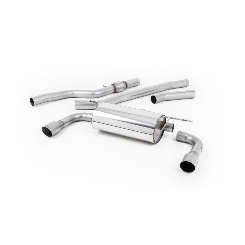 BMW 4 Series F32 428i Auto - Non-Resonated (Quieter) Cat-Back Exhaust System with Titanium Trims (For 435i M Sport Valance) - Brushed Titanium