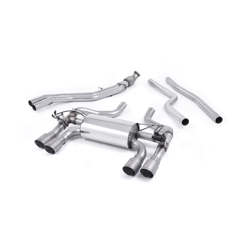 BMW F87 M2 - Cat-Back Exhaust System with Titanium GT-90 Trims - Brushed Titanium