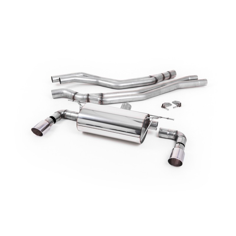 BMW F20/21 M140i (Non OPF) - Resonated (Quieter) Cat-Back Exhaust System with Polished GT-90 Trims - Polished