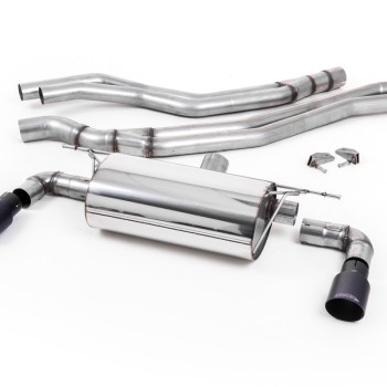 BMW F20/21 M140i (Non OPF) - Resonated (Quieter) Cat-Back Exhaust System with Cerakote Black GT-90 Trims - Cerakote Black