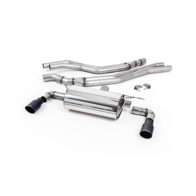 BMW F20/21 M140i (Non OPF) - Resonated (Quieter) Cat-Back Exhaust System with Cerakote Black GT-90 Trims - Cerakote Black