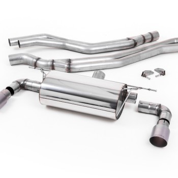 BMW F20/21 M140i (Non OPF) - Resonated (Quieter) Cat-Back Exhaust System with Titanium GT-90 Trims - Brushed Titanium
