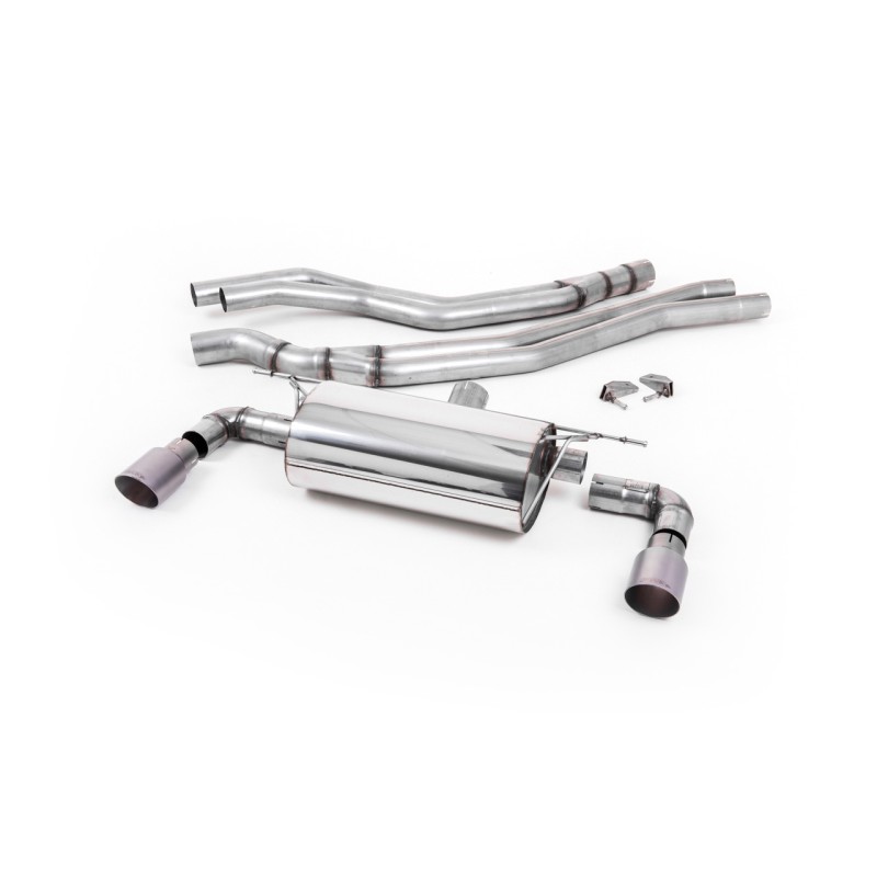 BMW F20/21 M140i (Non OPF) - Resonated (Quieter) Cat-Back Exhaust System with Titanium GT-90 Trims - Brushed Titanium
