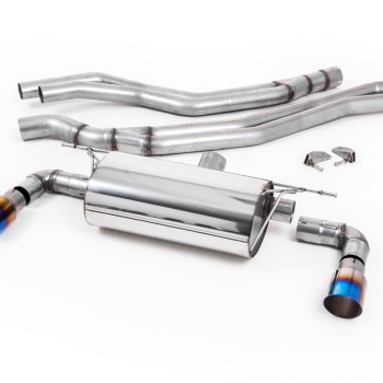 BMW F20/21 M140i (Non OPF) - Resonated (Quieter) Cat-Back Exhaust System with Burnt Titanium GT-90 Trims - Burnt Titanium
