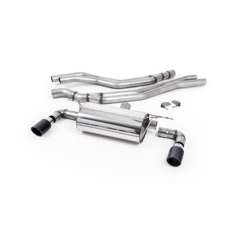 BMW F20/21 M140i (Non OPF) - Resonated (Quieter) Cat-Back Exhaust System with Carbon Jet 90 Trims - Carbon Fibre