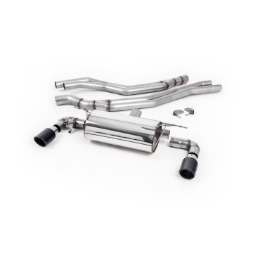 BMW F20/21 M140i (Non OPF) - Non-Resonated (Louder) Race Cat-Back Exhaust System with Carbon Jet 90 Trims - Carbon Fibre