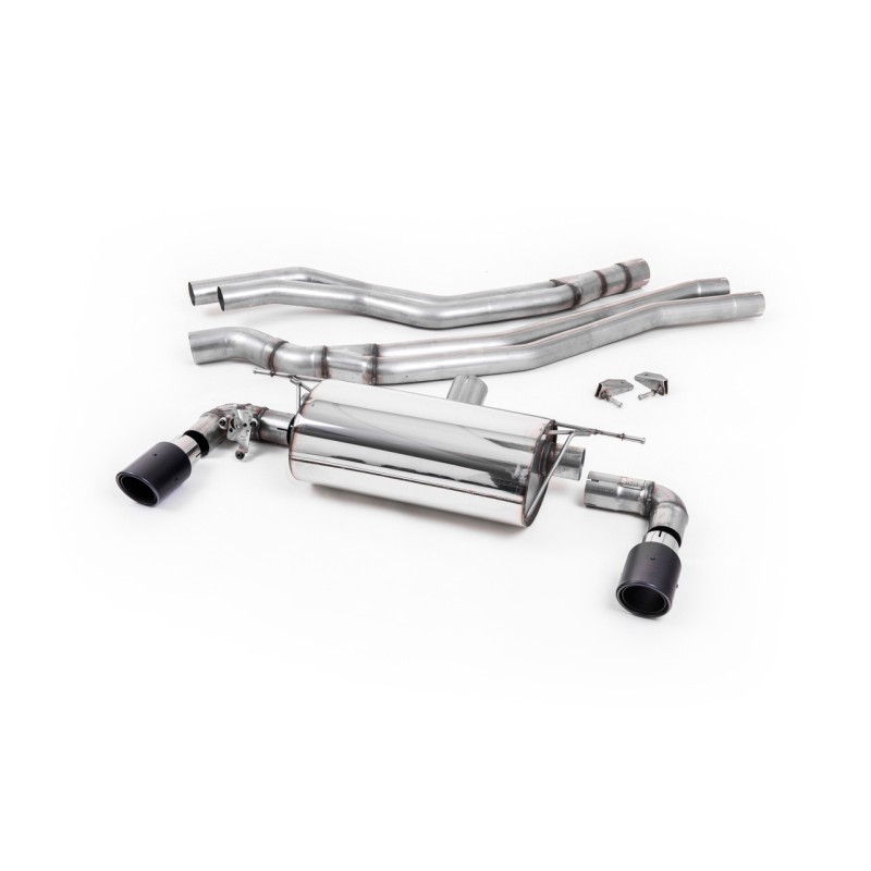 BMW F20/21 M140i (Non OPF) - Non-Resonated (Louder) Race Cat-Back Exhaust System with Carbon Jet 90 Trims - Carbon Fibre