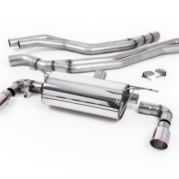 BMW F20/21 M140i (Non OPF) - Non-Resonated (Louder) Race Cat-Back Exhaust System with Polished GT-90 Trims - Polished