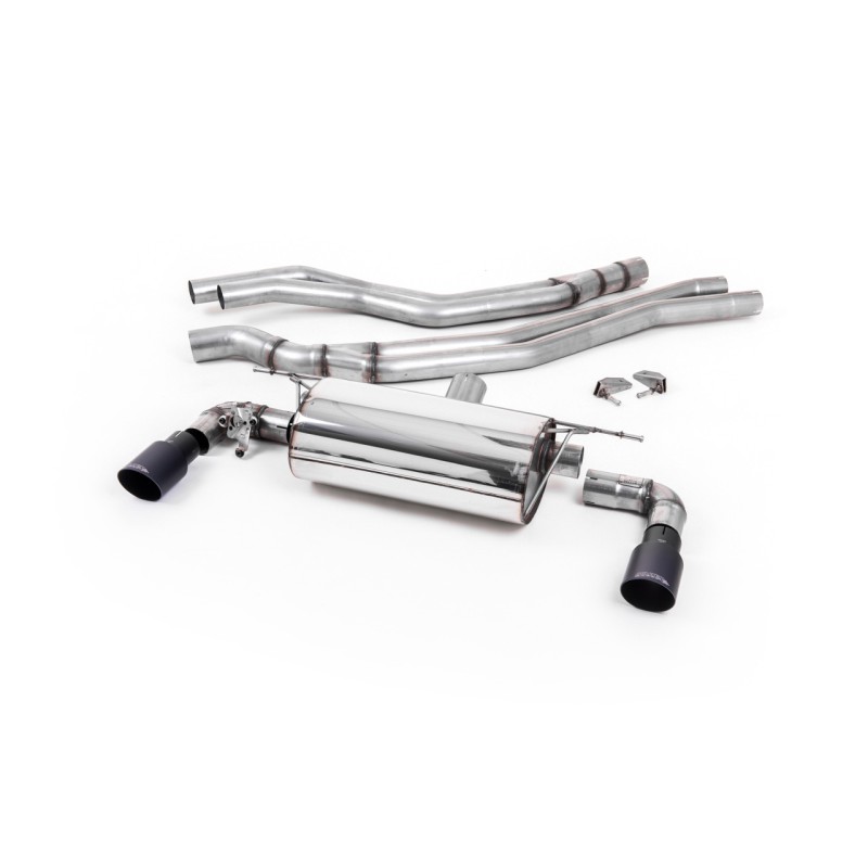 BMW F20/21 M140i (Non OPF) - Non-Resonated (Louder) Race Cat-Back Exhaust System with Cerakote Black GT-90 Trims - Cerakote Black