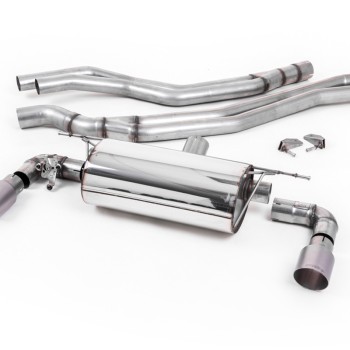 BMW F20/21 M140i (Non OPF) - Non-Resonated (Louder) Race Cat-Back Exhaust System with Titanium GT-90 Trims - Brushed Titanium