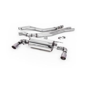 BMW F20/21 M140i (Non OPF) - Non-Resonated (Louder) Race Cat-Back Exhaust System with Titanium GT-90 Trims - Brushed Titanium