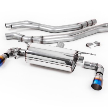 BMW F20/21 M140i (Non OPF) - Non-Resonated (Louder) Race Cat-Back Exhaust System with Burnt Titanium GT-90 Trims - Burnt Titanium