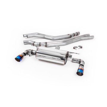 BMW F20/21 M140i (Non OPF) - Non-Resonated (Louder) Race Cat-Back Exhaust System with Burnt Titanium GT-90 Trims - Burnt Titanium