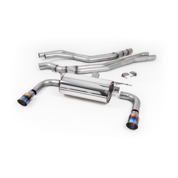 Resonated (Quieter) Cat-Back Exhaust System with Burnt Titanium GT-90 Trims - Burnt Titanium