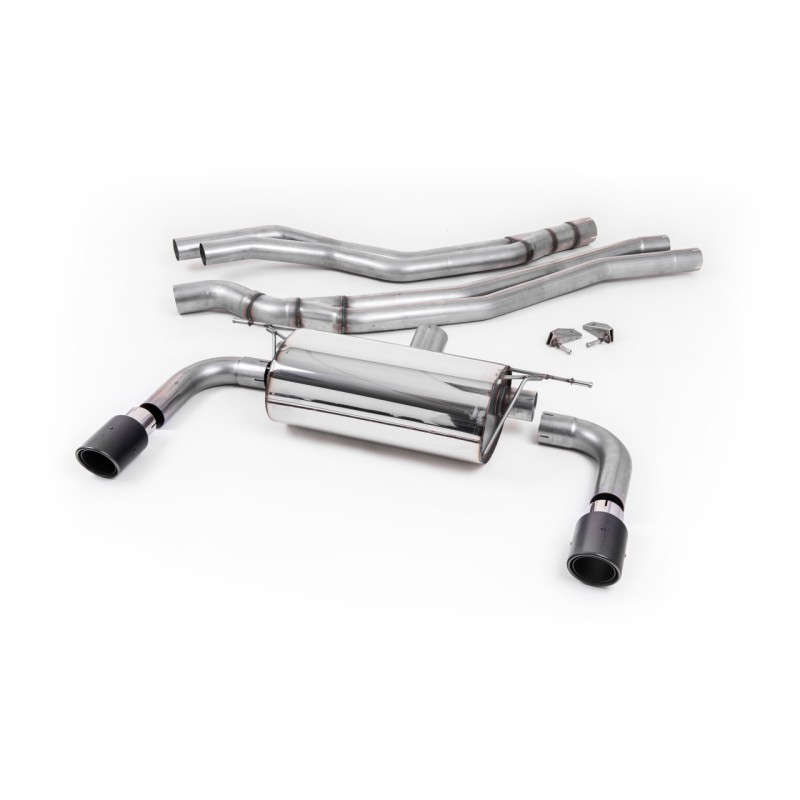 Resonated (Quieter) Cat-Back Exhaust System with Carbon Jet 90 Trims - Carbon Fibre