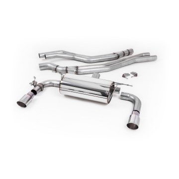 Non-Resonated (Louder) Race Cat-Back Exhaust System with Polished GT-90 Trims - Polished