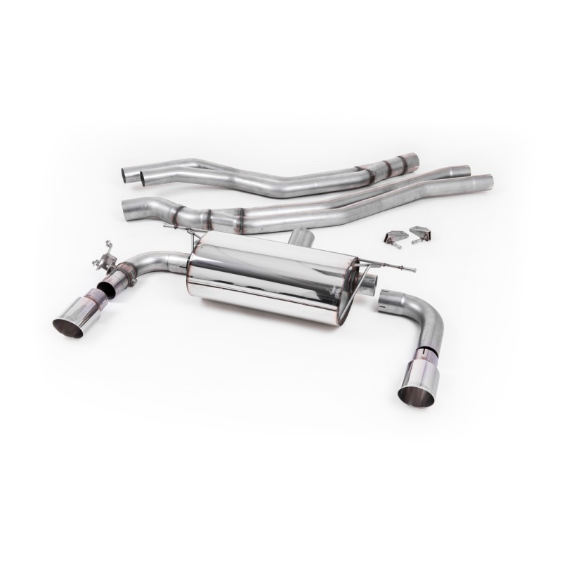 Non-Resonated (Louder) Race Cat-Back Exhaust System with Polished GT-90 Trims - Polished