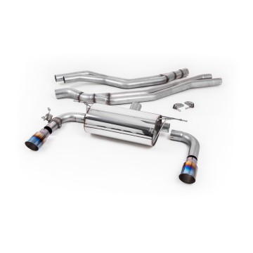 Non-Resonated (Louder) Race Cat-Back Exhaust System with Burnt Titanium GT-90 Trims - Burnt Titanium
