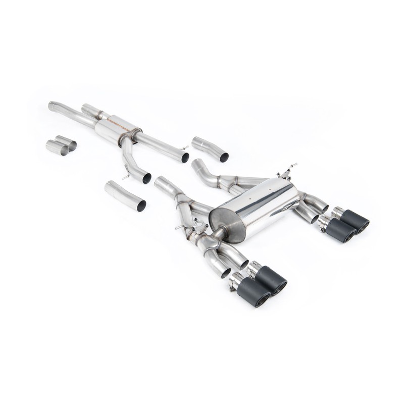 BMW F80 M3/F82 M4 - Cat-Back Exhaust System with Carbon Trims - Carbon Fibre