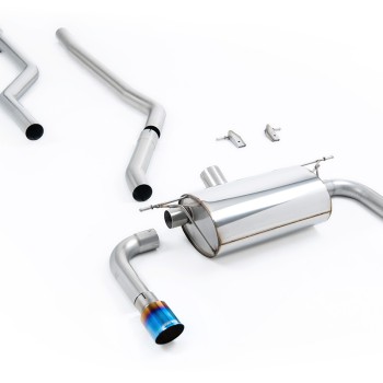 BMW F30 320i M Sport - Race Non-Resonated (Loudest) Cat-Back Exhaust System (For M340i Valance) with Burnt Titanium GT-90 Trims - Burnt Titanium
