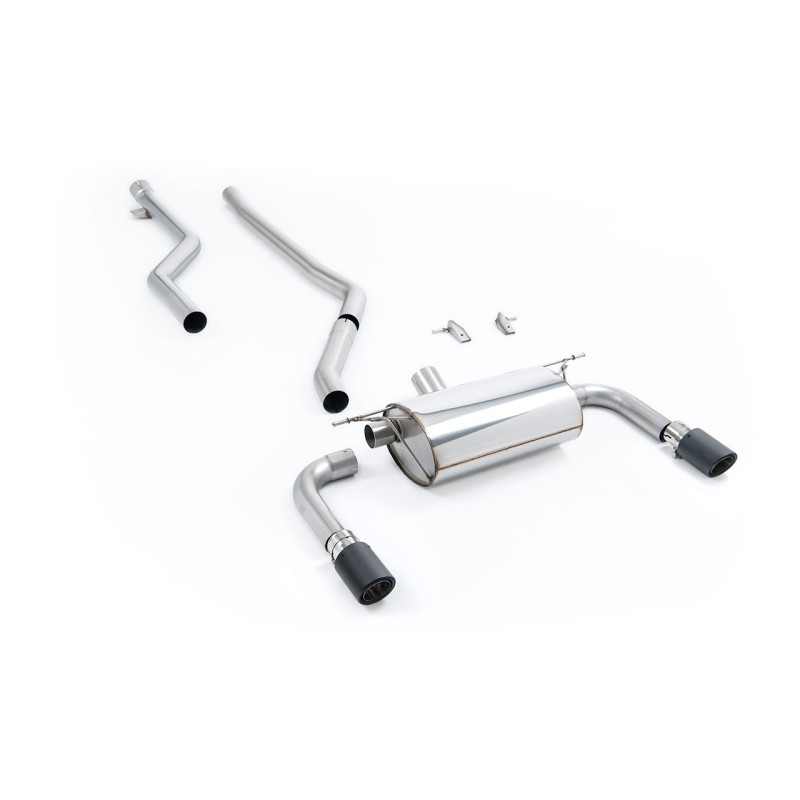 BMW F30 320i M Sport - Race Non-Resonated (Loudest) Cat-Back Exhaust System with Carbon Fibre Jet-90 Trims (For M340i Valance) - Carbon Fibre