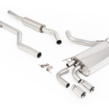 BMW F30 320i M Sport - Resonated (Quieter) Cat-Back Exhaust System with Polished GT-80 Trims - Polished