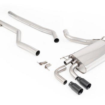 BMW F30 320i M Sport - Non-Resonated (Louder) Cat-Back Exhaust System with Twin Outlet Black Cerakote GT-80 Trims - Cerakote Black